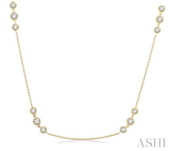 14KY Diamond Three Stone Station Necklace w/ 2.0 ctw & 18"